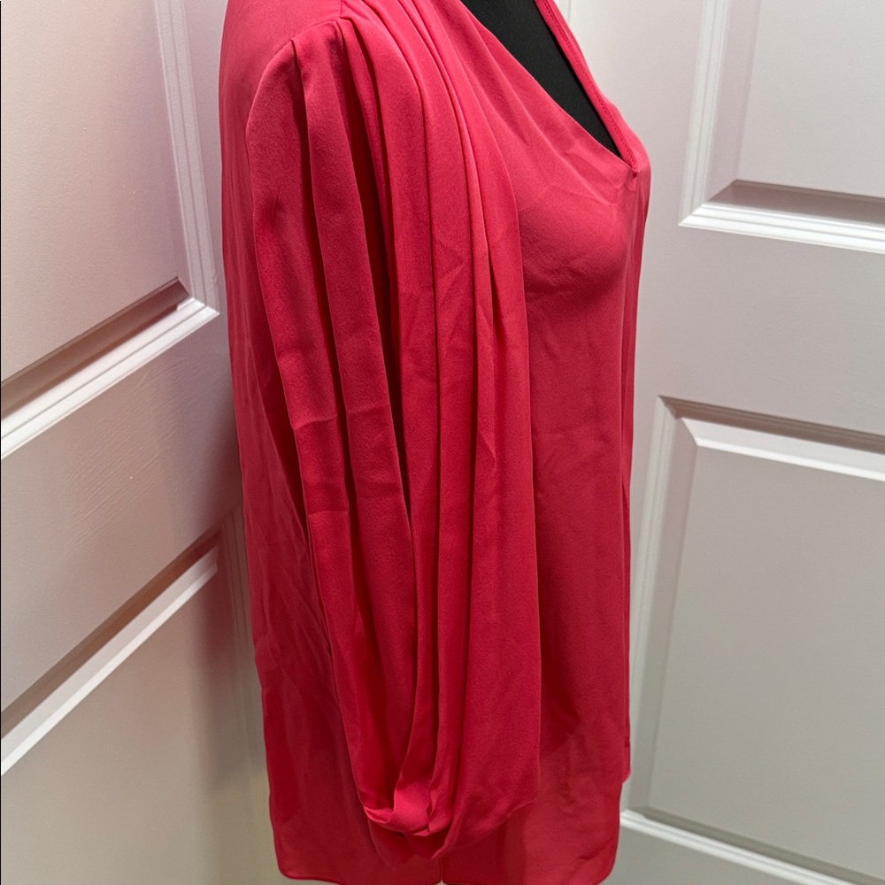 Kobi Halperin V-Neck Long Sleeve Blouse - Hot Pink - Picture 2 of 6